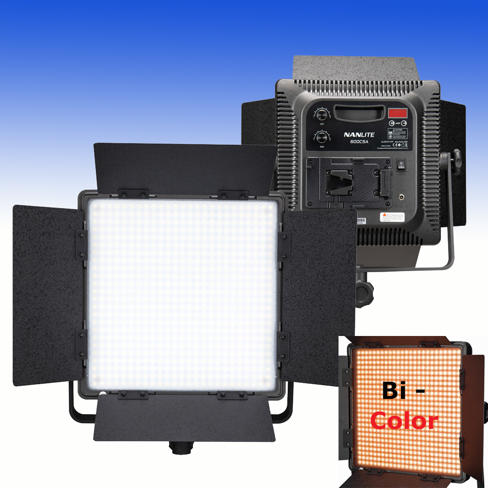 NANLITE Bi-Color LED Panel 600CSA mit Digitaldisplay und V-Mount Akku Adapter