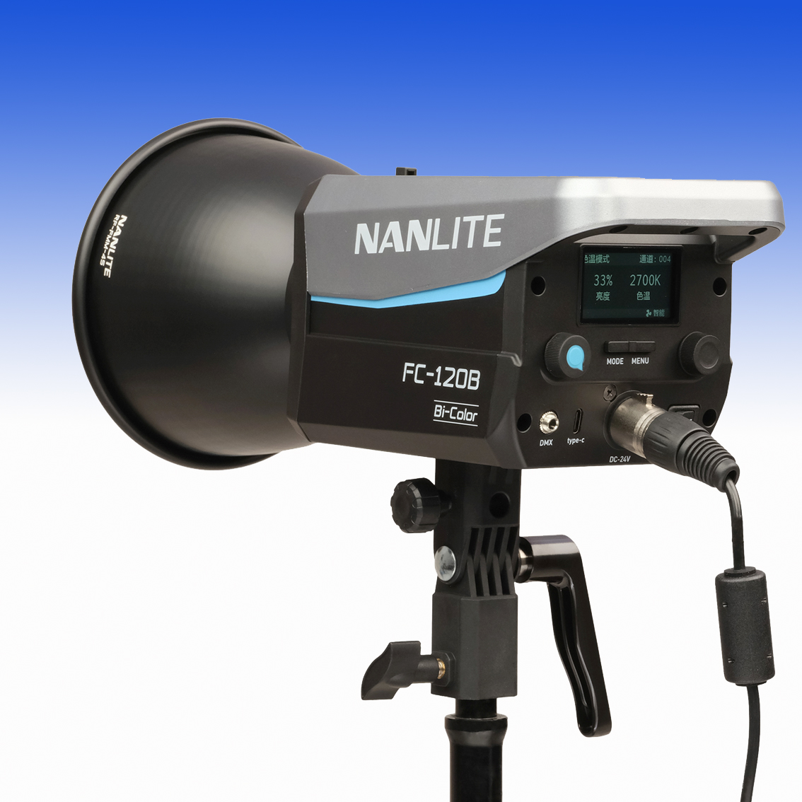 NANLITE FC-120B LED Bi-color Spot Light Triple Kit (w/ case, light stand, fresnel and softbox) NL-FC120B-K3