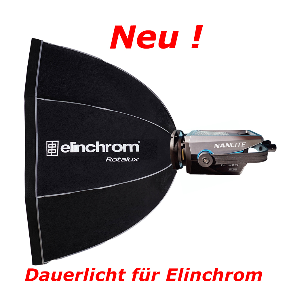 Dauerlicht für Elinchrom - NANLITE FC-300B Bi-Color LED incl. Adapter für EL Rotalux Softboxen