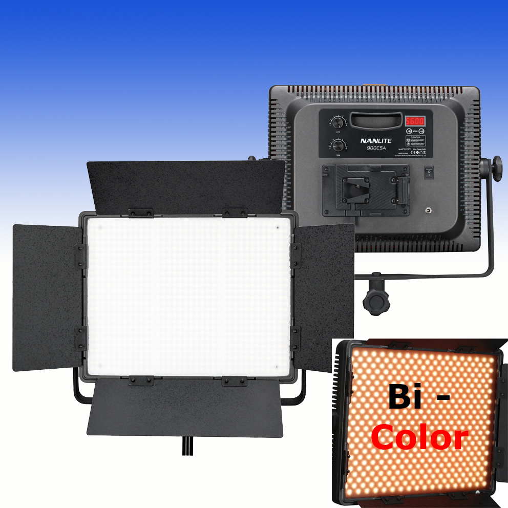 NANLITE Bi-Color LED Panel 900CSA mit Digitaldisplay und V-Mount Akku Adapter