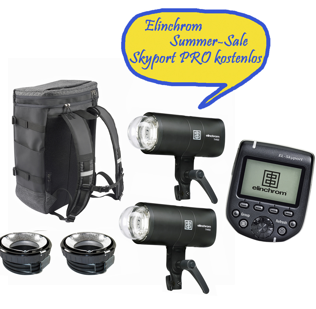 Elinchrom THREE Off Camera Flash Dual Kit (E20942.2) Sommer Aktion mit kostenlosem Skyport PRO
